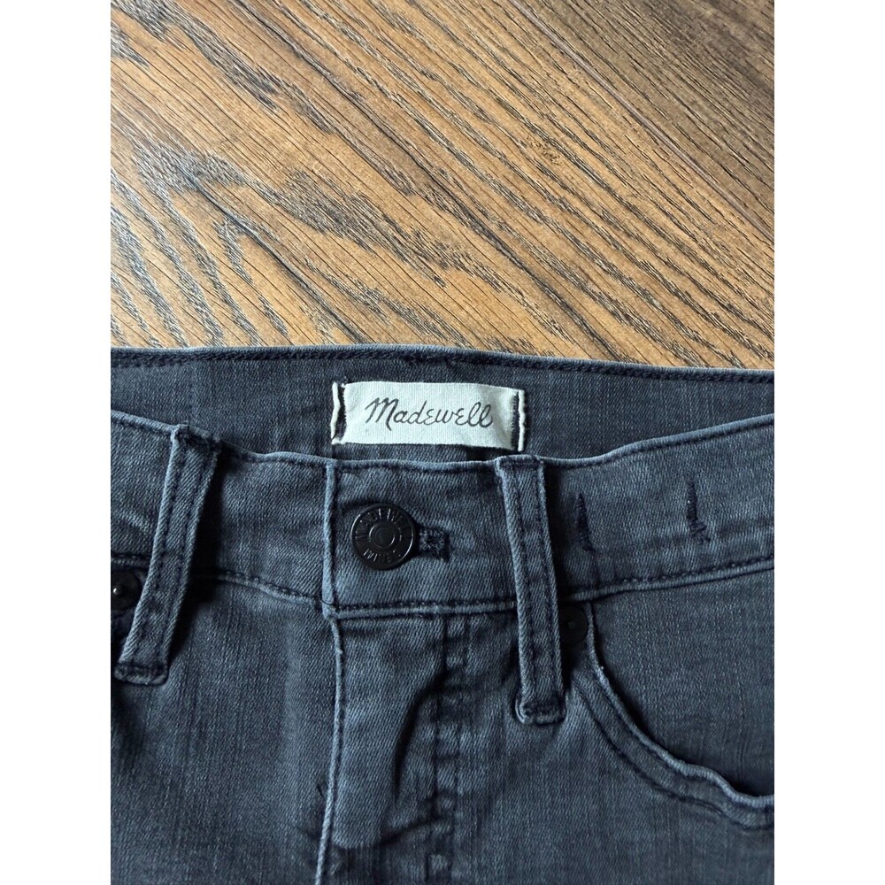 Madewell Jeans Womens 26 Black 9" Mid-Rise Skinny Distressed Stretch Denim